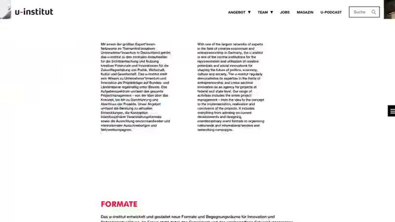 Preview of u-institut website